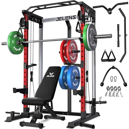 Click to view JELENS C21 Power Cage 2000LBS Multi-Function Power Rack with Dual Pulley System