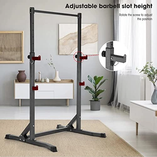 Click to view Squat Stand Power Rack Adjustable Power Cage with Bar Holder for Home Fitness
