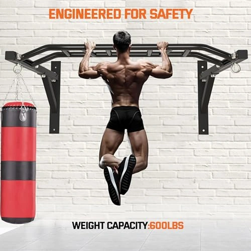 Click to view Upgraded HWOOUSA Wall Mounted Pull Up Bar with Multiple Grip Positions