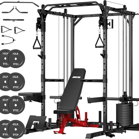 Click to view JEEKEE Power Cage with Cable Crossover System for Home Gym