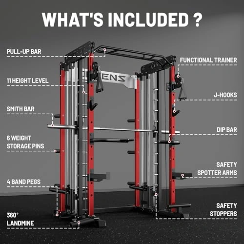 Click to view JELENS Smith Machine for Home Gym Multi-Function Power Cage with Squat Rack