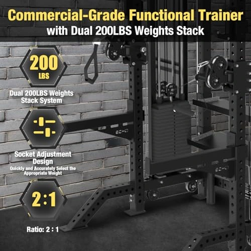 Click to view Commercial Functional Trainer Cable Machine with Dual Weight Stacks