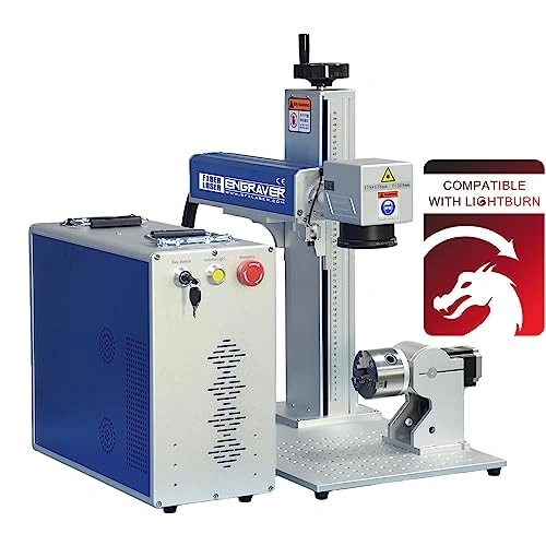 Click to view 100W JPT M7 MOPA Fiber Laser Marking Machine with Rotary Axis and Tower Light