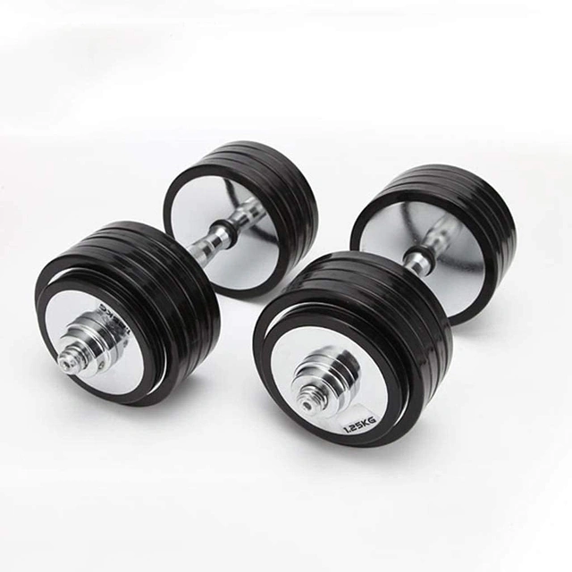 Click to view Adjustable Electroplated Steel Dumbbells with Floor Protection and Connecting Rod