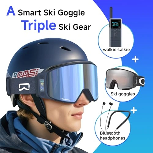 Click to view Skiwarrior G03 Black and Blue Smart Snow Goggle with Interchangeable Lenses