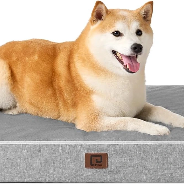 Click to view ## EHEYCIGA Large Washable Dog Crate Bed with Memory Foam, 35x23 Inch, Grey