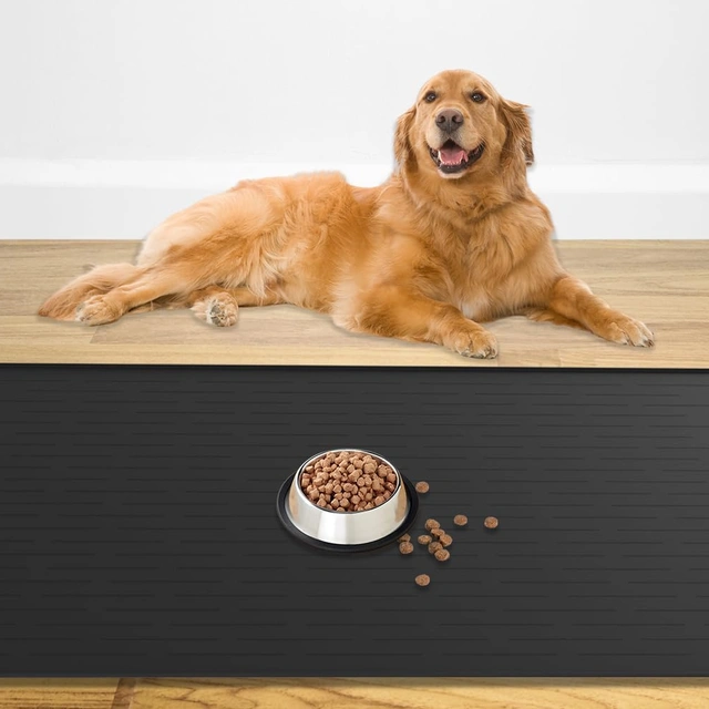 Click to view 48 x 32 Inch XXL Pet Food Mat Silicone Dog and Cat Feeding Mat with Raised Edges