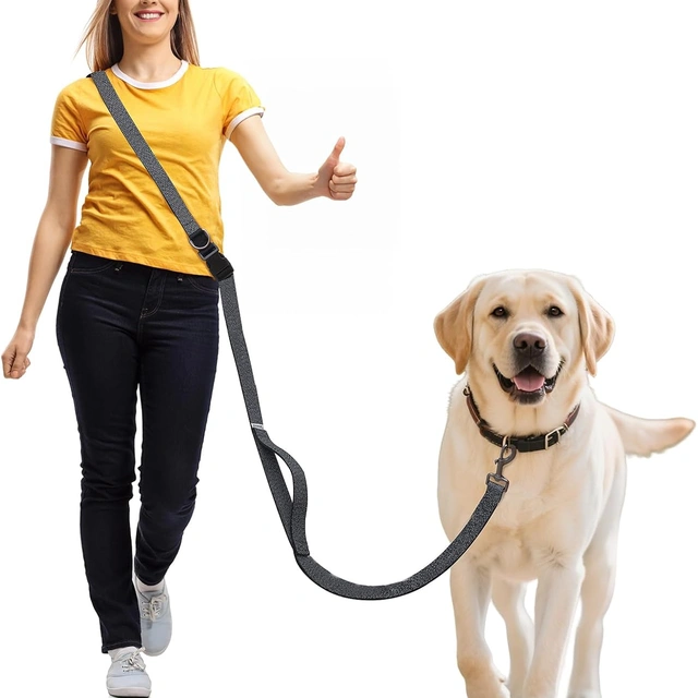 Click to view ## JC HOUSE Hands-Free Galaxy Reflective Crossbody Dog Leash, Black