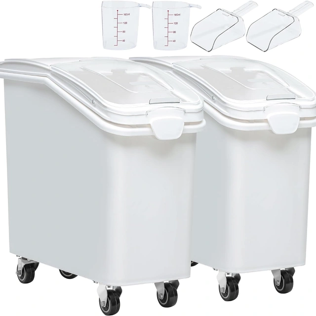 Click to view YITAHOME 27-Gallon Food Storage Container Bulk Flour Bin with Wheels and Measuring Cup