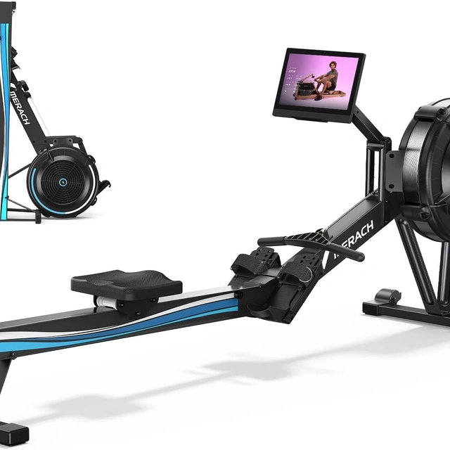Click to view Merach Rowing Machine with 15.6 Inch HD Screen and Adjustable Air Resistance