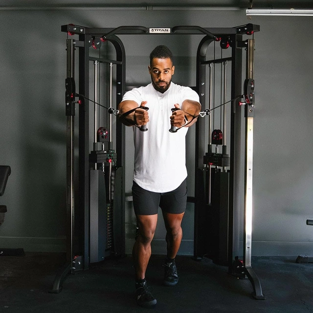 Click to view Titan Fitness Functional Trainer Cable Crossover Machine with 200 LB Double Weight Stack