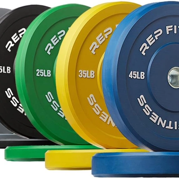 Click to view REP Color Bumper Plates LB Olympic Barbell Weights Rubber Training Discs for Home Gym