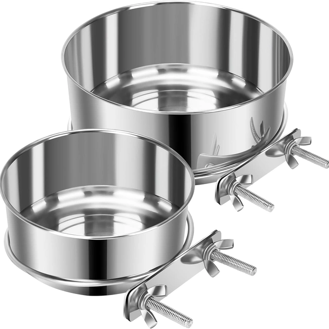 Click to view Pet Supplies: 2 Pcs Stainless Steel Small Dog Crate Food and Water Bowls