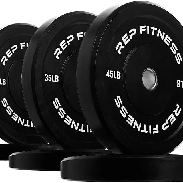 Click to view Amazon.com : REP Fitness Rubber Bumper Plates, 210 LB Set, Olympic Standard Weights, Shock Absorbing Low Bounce Design, For Home Gyms, Fitness Centers, Strength Workouts, Barbell Use : Sports &amp; Outdoors
