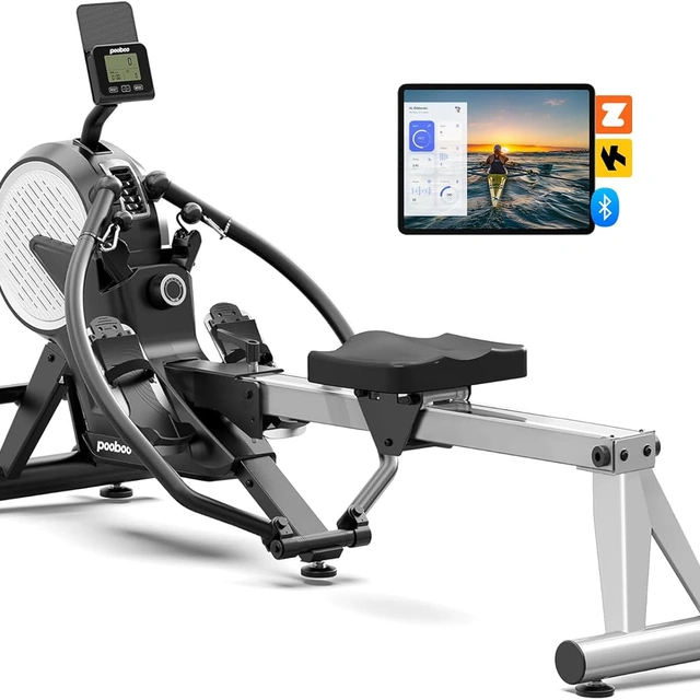 Click to view Pooboo Rowing Machine for Home with Dual Wind and Magnetic Resistance