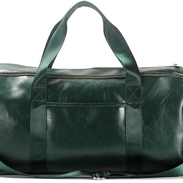Click to view Amazon.com Gym Bag Leather Shoulder Bag with Shoe Compartment