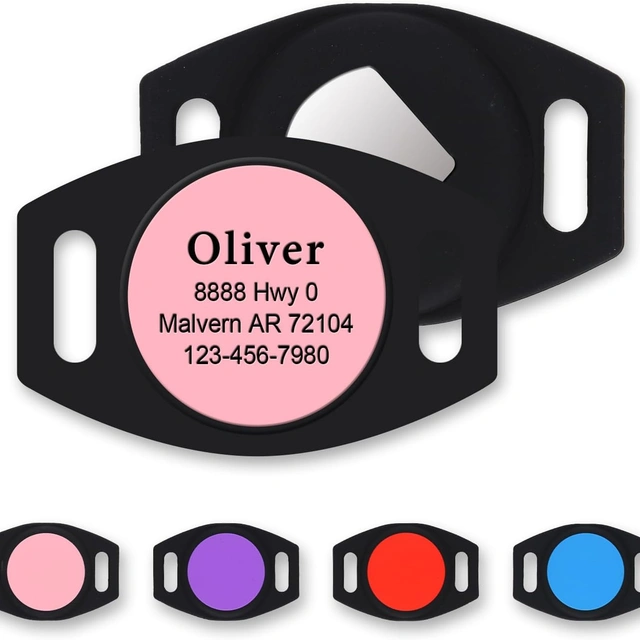 Click to view Personalized Pet Tracker Holder Compatible with AirTag, Small Pink