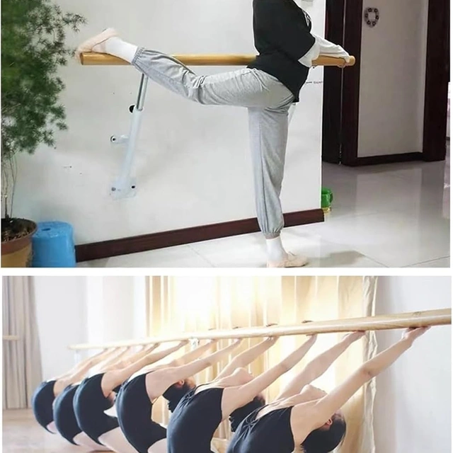 Click to view Adjustable Wall-Mounted Solid Wood Ballet Barre for Home Studio and Fitness