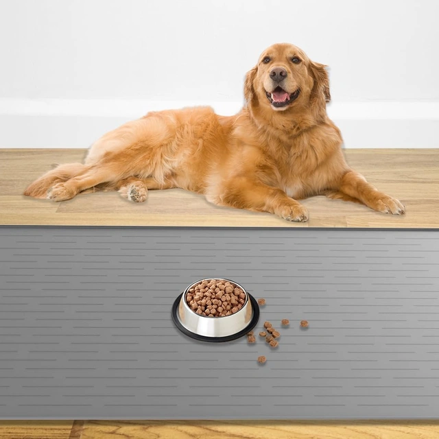 Click to view 48 x 32 Inch XXL Pet Food Mat Silicone Dog and Cat Bowl Mat with Raised Edges