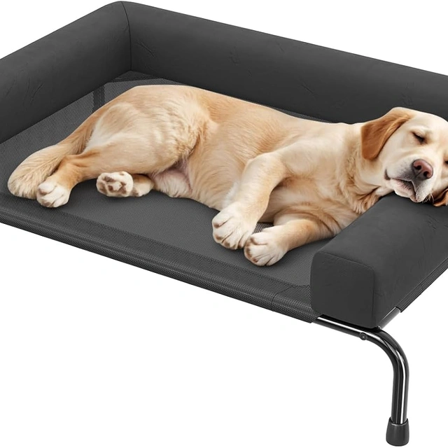 Click to view ## Ekisemio Elevated Dog Bed for Large Dogs, Black, 47.75" x 31