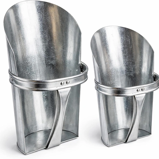 Click to view Domensi 2 Pack Galvanized Steel Feed Scoop Set for Livestock and Farm Use