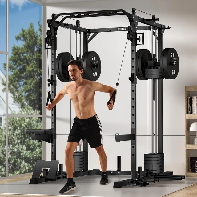 Click to view JEEKEE Power Cage with Cable Crossover System for Home Gym