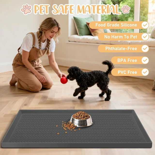 Click to view Kalolary 55x16 Silicone Dog Feeding Mat Large Waterproof Non-Slip Pet Mat
