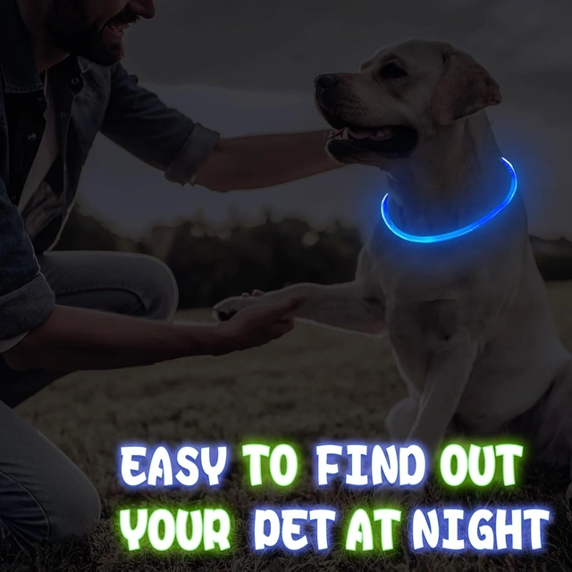 Click to view ## Frienda 4-Piece USB-Rechargeable LED Dog Collars, Classic Style, Green and Blue