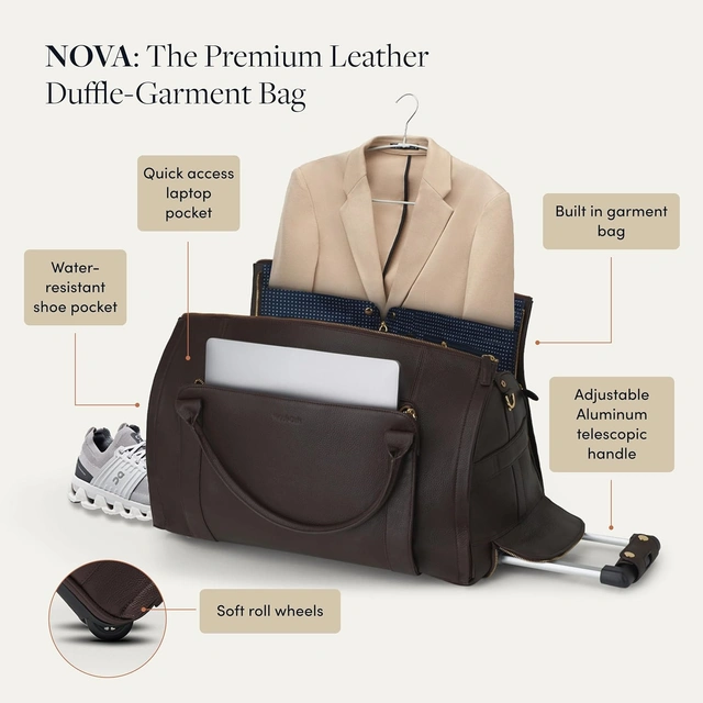 Click to view Wool &amp; Oak Nova Large Duffle Bag with Wheels for Travel and Overnight