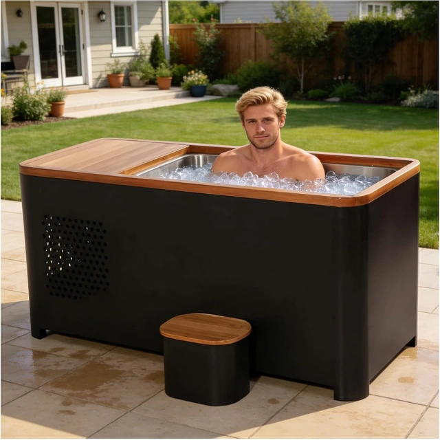 Click to view ## Amocane Cedar Cold Plunge Ice Bath Tub with 1.5HP Water Chiller