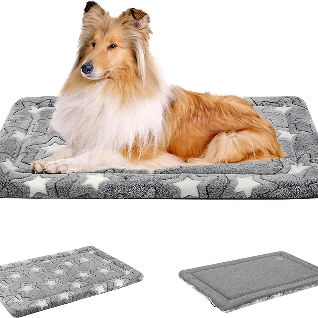 Click to view ## EMPSIGN Fancy Dog Bed Mat, Reversible, Machine Washable, Grey Star Pattern, XXL
