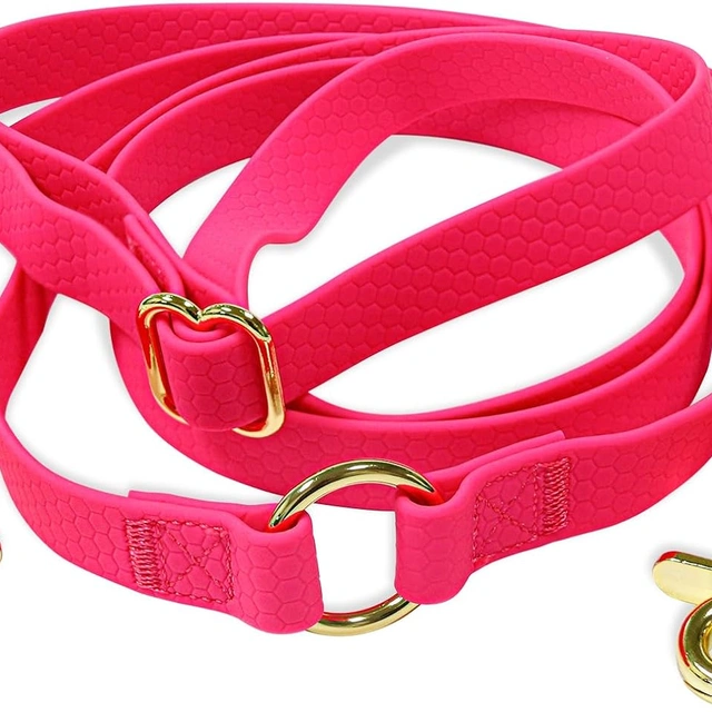 Click to view ## Waterproof Hands-Free Dog Leash, 4-in-1 Convertible, Rose Pink, Medium (5/8-in)