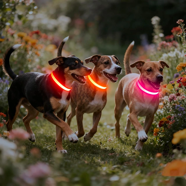 Click to view ## VIZPET LED Dog Collar, Adjustable USB-Rechargeable Safety Light (Medium, Pink)