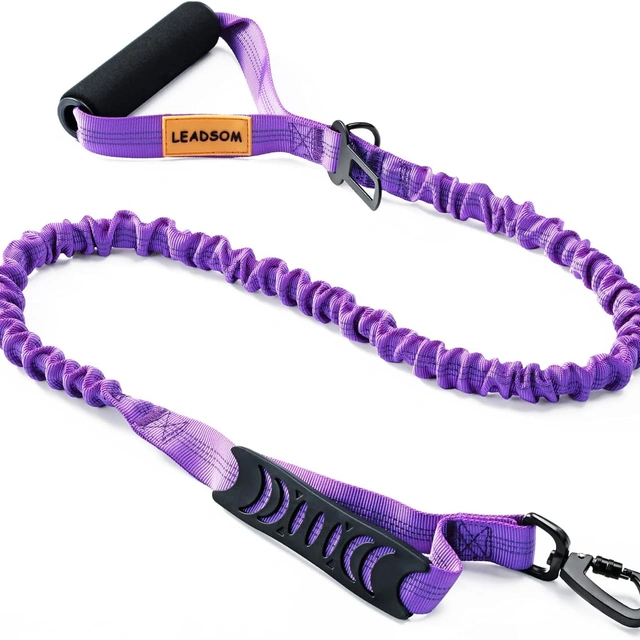 Click to view LEADSOM 6FT Reflective Bungee Dog Leash with Padded Handle and Traffic Handle