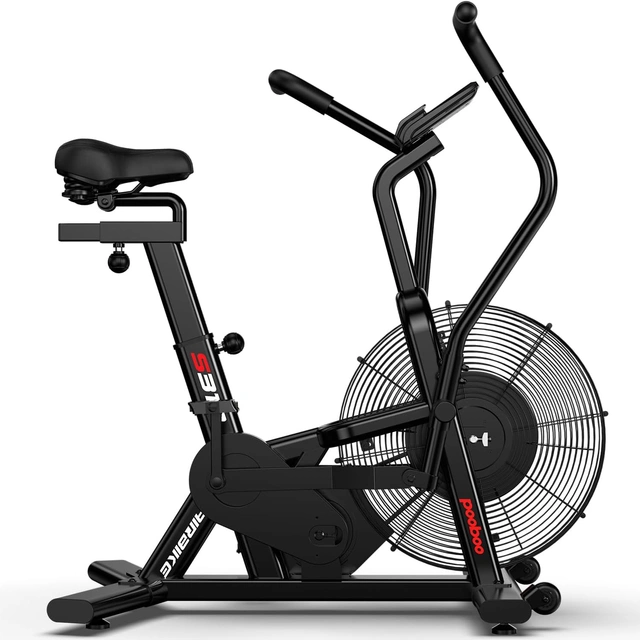 Click to view Pooboo Exercise Bike Stationary Air Resistance Bluetooth Fan Bike for Home Gym