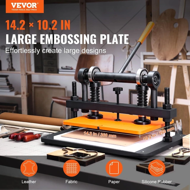 Click to view Vevor Leather Cutting Machine with Embossing Plate and Dual Guide Shafts