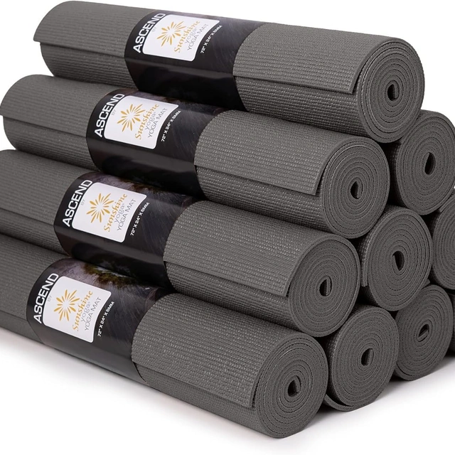 Click to view ## Sunshine Yoga 10 Pack Deluxe Studio Yoga Mat, 72"x24"x6mm Thick, Charcoal