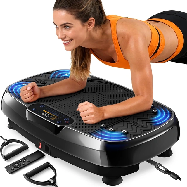 Click to view Renoj Vibration Plate Exercise Machine with Bluetooth Audio and Resistance Bands