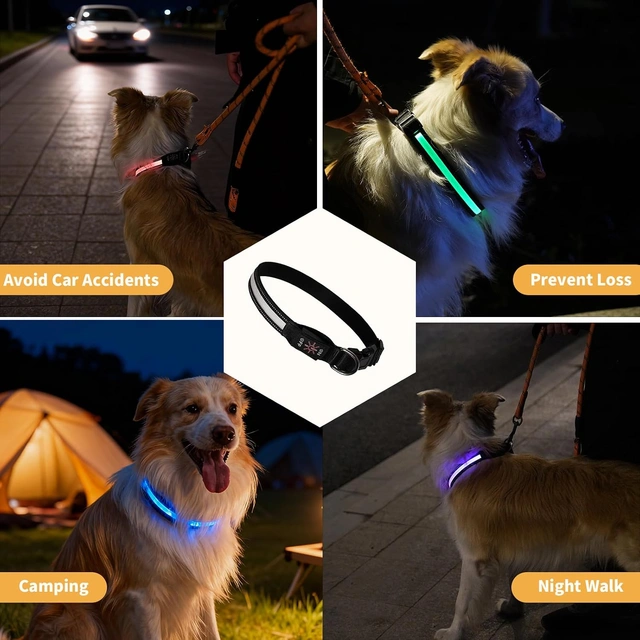 Click to view ## EMWEL LED Dog Collar, USB Rechargeable, 7-Color Light-Up Collar