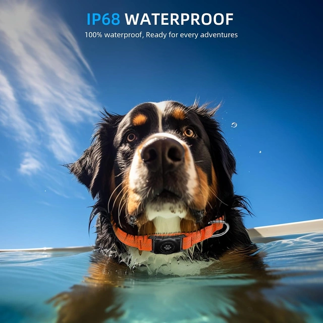 Click to view Upgrade Dog Collar with AirTag Holder, IP68 Waterproof, Orange, XL