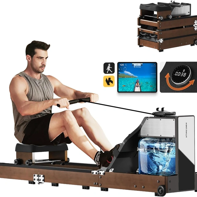 Click to view Kingsmith Magnetic Water Rowing Machine for Home with LED Monitor and App Support