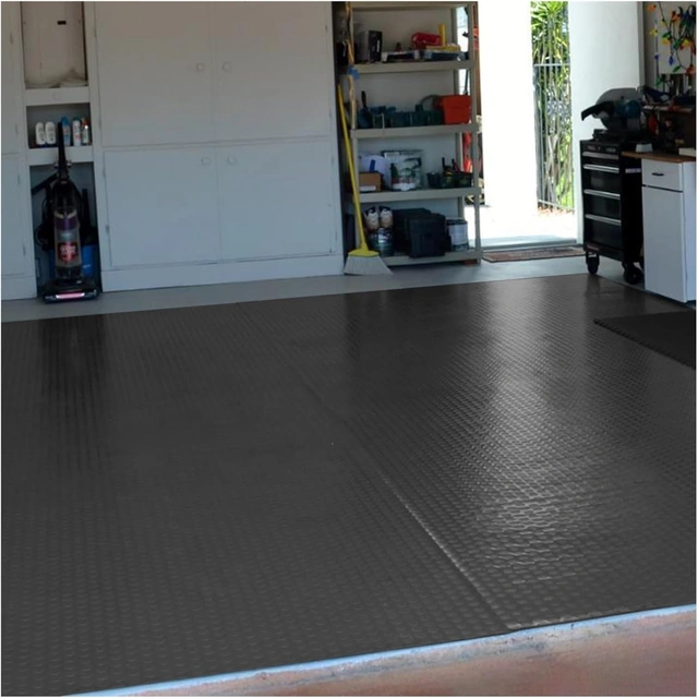 Click to view Non-Slip Black Rubber Floor Mats for Garage, Home Gym, Kitchen, Trucks