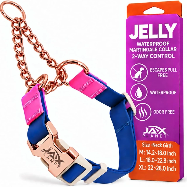 Click to view ## Jelly No Pull No Slip Waterproof Martingale Collar for Dogs, Blue Rose