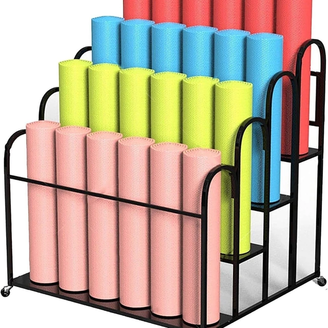 Click to view sdneNest Yoga Mat Storage Rack with Wheels, 4-Tier Floor-Standing Foam Roller Holder