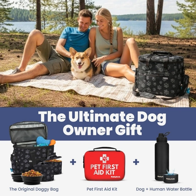 Click to view Rubyloo Pet Travel Bundle – Original Doggy Bag Paw Print and Vet-Approved Pet First Aid Kit