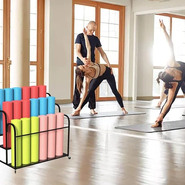 Click to view Yoga Mat Storage Rack Floor-Standing and Wall Mount Organizer for Home Gym