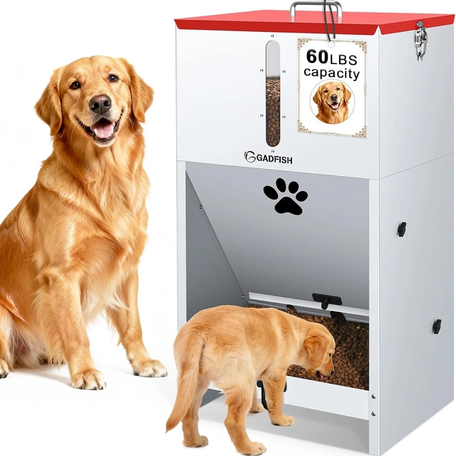 Click to view GADFISH 60 lbs Large Automatic Dog Feeder for Large Breed Dogs