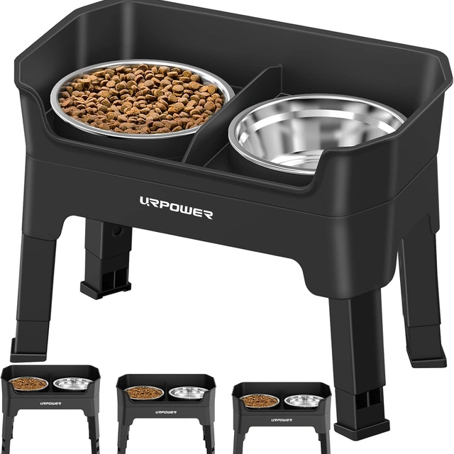 Click to view URPOWER Elevated Dog Bowls 3-in-1 Double Deck Raised Stand with Adjustable Heights