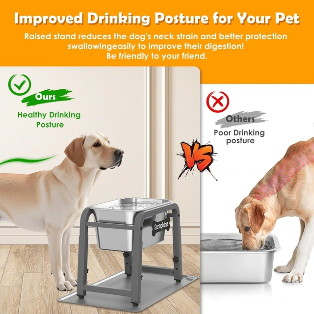 Click to view TIDANT 1.85 Gallon Elevated Large Dog Water Bowl with Mat and Adjustable Height