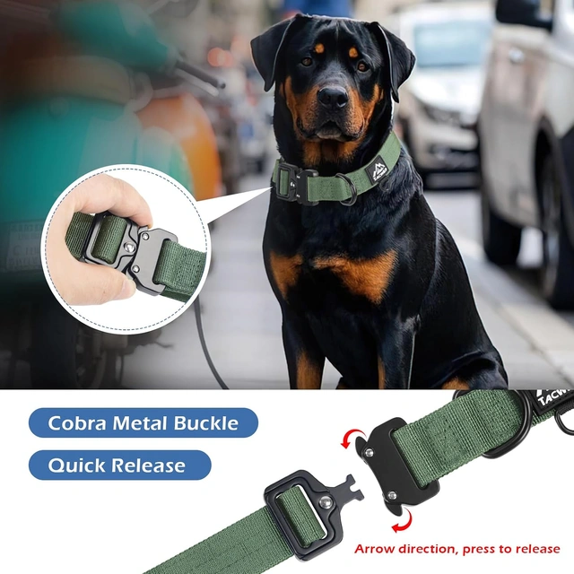 Click to view ## Tacwild Heavy-Duty Nylon Tactical Dog Collar for Large and Medium Dogs